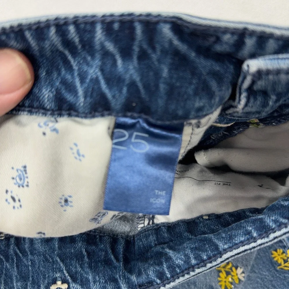 Pilcro Jeans The Icon Floral Embroidery Paint Splatter Blue Womens 25
